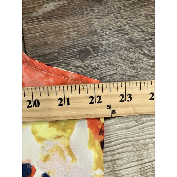 GIBSON Beautiful Ivory Orange Blue Floral Print Button Up Sleeveless Blouse XL - Picture 4 of 6